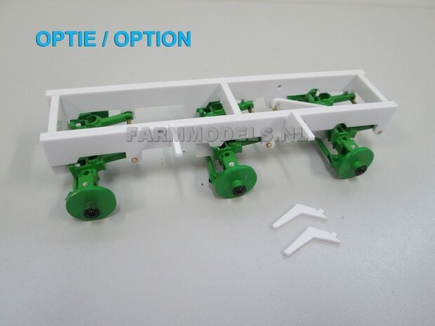 Universeel 3-as chassis (zonder banden en velgen) met liftas functie, asafstand 53.43 mm (1:1 = 1710 mm) perfect als basis voor je zelfbouwchassis, 1:32 (HTD)             