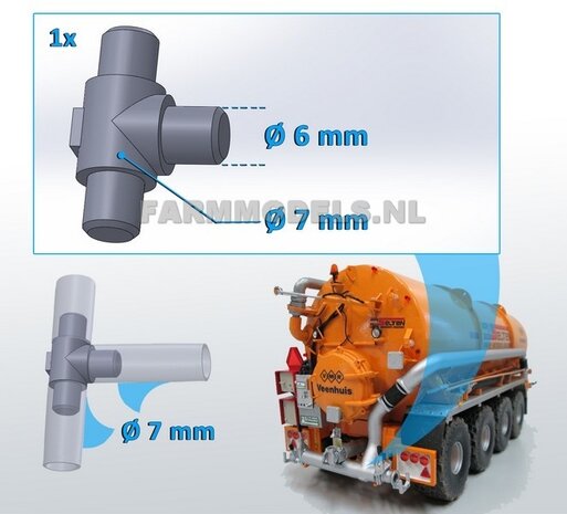 1x T-stuk t.b.v. buis &Oslash; 7 mm 1:32  