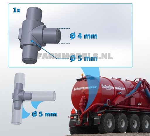 T-stuk t.b.v. buis &Oslash; 5 mm 1:32