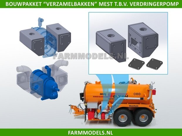 Verzamelbakkenset Mest t.b.v. verdringerpomp, geschikt voor &Oslash; 5 mm &amp; &Oslash; 7 mm, bouwkitje 1:32