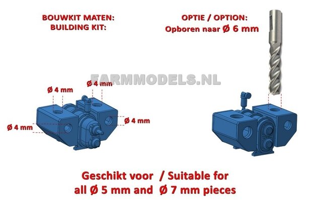 Verzamelbakkenset Mest t.b.v. verdringerpomp, geschikt voor &Oslash; 5 mm &amp; &Oslash; 7 mm, bouwkitje 1:32