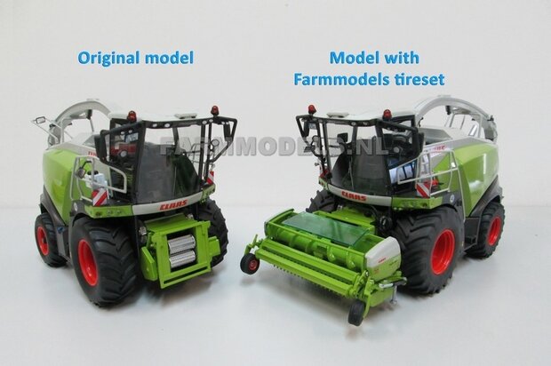 &Oslash; 60.8 mm: Claas 870/860 Jaguar Wiking: 2x Brede banden + ALUMINIUM velgen BLANK geleverd o.a. geschikt voor de  1:32  Farmmodels Custom Line Series