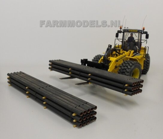 BOUWKIT: Palletvork set New Holland Shovel ROS voor o.a. snelwissel koppeling 510005 t/m 510095 &amp; Volvo VAB-STD van AT &amp; Claas Torion/ Liebherr L 556 van Wiking modellen 1:32