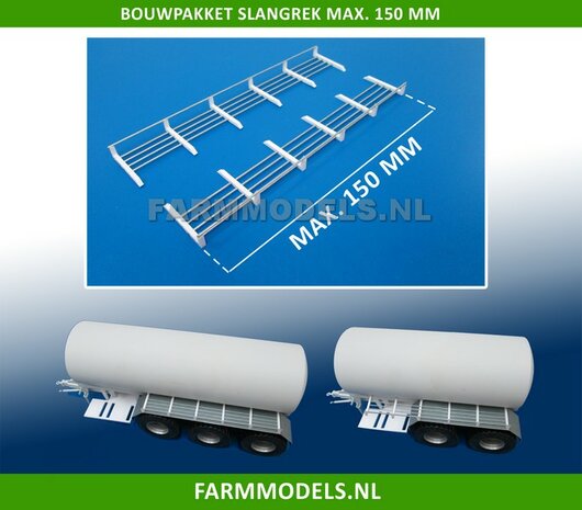 2x Slangrek bouwkit, 150 mm lengte maximaal , geschikt voor enkelas, 2- en 3 asser mesttanks, 1:32