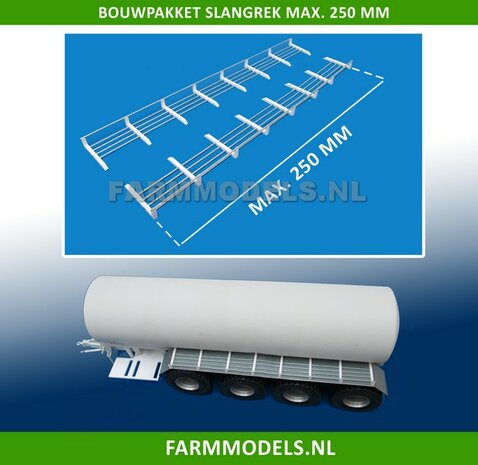 2x Slangrek bouwkit, 250 mm lengte maximaal , geschikt voor 4 asser mesttanks 1:32