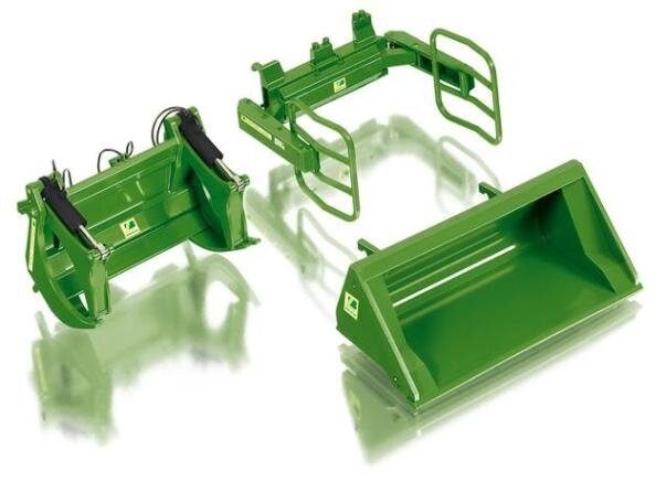 John Deere kleur Frontladerset A : Bak, Balen- en Bomenklem Bressel und Lade  1:32 Wiking WK77381   NB2B   MEGA SALE