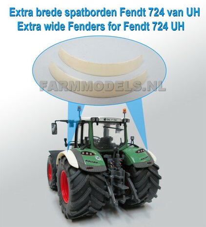 2x Extra brede spatbordverbrederset t.b.v. achteras, perfect voor de Fendt 724 van UH / Schuco, ook universeel te gebruiken 1:32                   