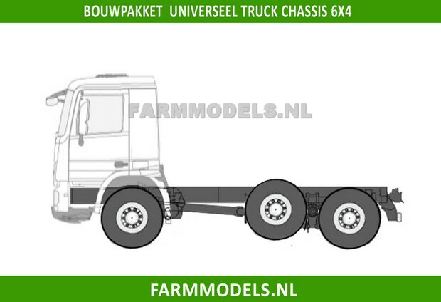 Universeel Vrachtwagen Chassis 6x4 met lift as, BOUWKIT Basis 1:32 (HTD)