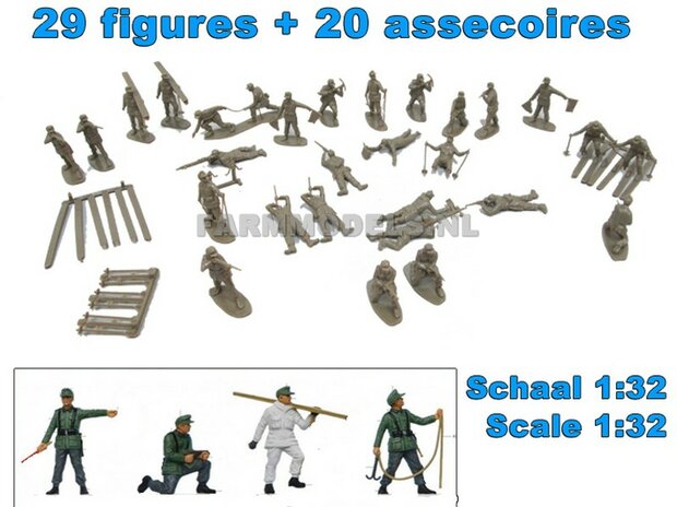 29 Figuren + 20 Assecoires 1:32 blanc (AF04713)