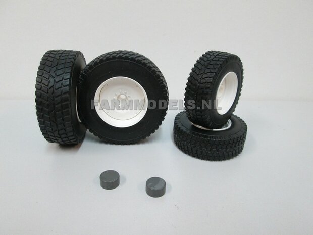 Straat/ Gazon banden WITTE VELGEN Nokia Tire set, vooras &Oslash; 50.6 mm, achteras &Oslash; 61.6 mm + eindvertragingen vooras , (o.a. geschikt voor de T4 serie Valtra), Wiking77396