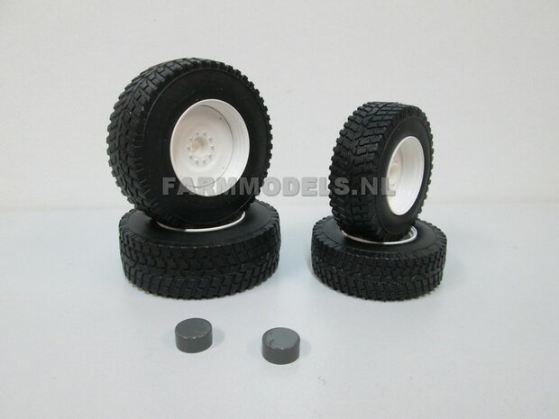 Straat/ Gazon banden WITTE VELGEN Nokia Tire set, vooras &Oslash; 50.6 mm, achteras &Oslash; 61.6 mm + eindvertragingen vooras , (o.a. geschikt voor de T4 serie Valtra), Wiking77396