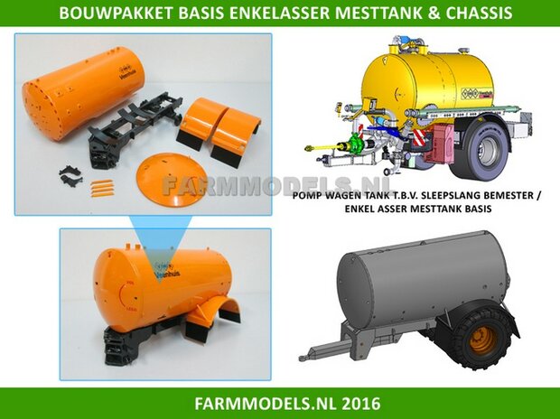 (VMR) enkel asser BASIS mesttank  + chassis, Bouwpakket 1:32 (HTD)