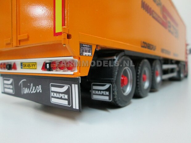 2x (Super Single) Half Ronde Spatborden set + &Oslash; 1.6 mm aluminium pijp, t.b.v. kieper / trailer,  Resin 1:32   