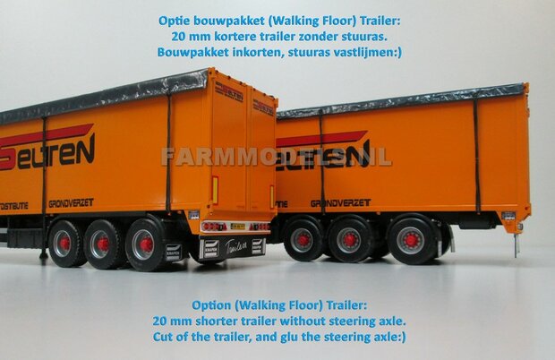 Trailer (Walking Floor) Bouwpakket Basis, lang en kort, gestuurd en niet gestuurd opties 1:32