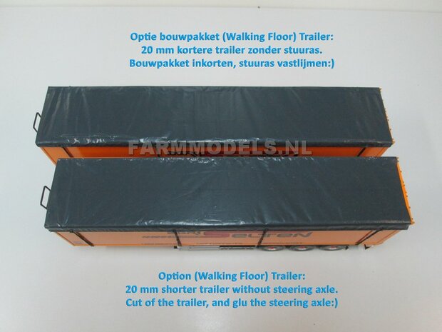 Trailer (Walking Floor) Bouwpakket Basis, lang en kort, gestuurd en niet gestuurd opties 1:32