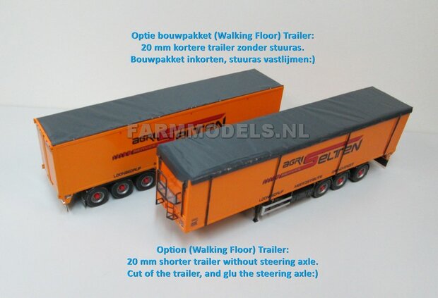 Trailer (Walking Floor) Bouwpakket Basis, lang en kort, gestuurd en niet gestuurd opties 1:32