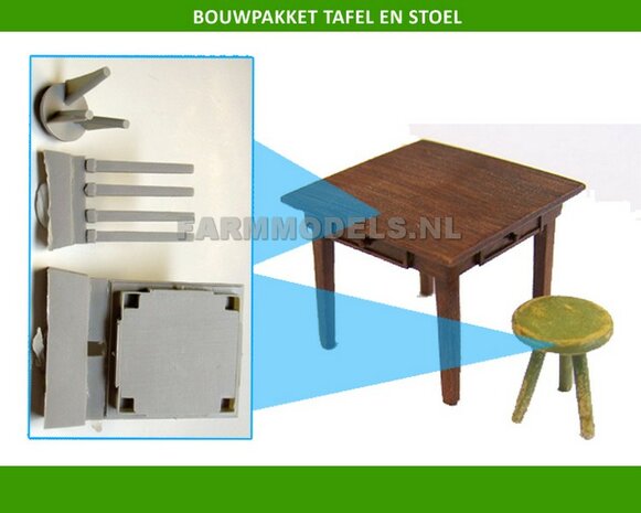 Tafel en ronde stoel bouwkit (EL048)