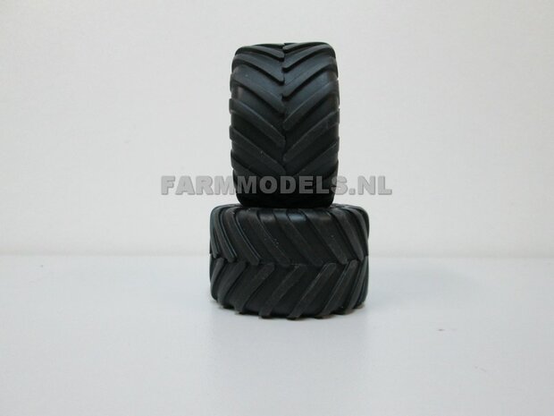 2x Aluminium Velgen + Michelin MEGA-Xbib band (Ropa klein) &Oslash; 53.1 mm , geschikt voor de ROS (stuur) assen 1:32                 