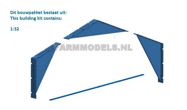 Spant constructie verbinding-stukken 1 spant compleet t.b.v. (bewaar-) loods / stal, bouwkit 1:32  