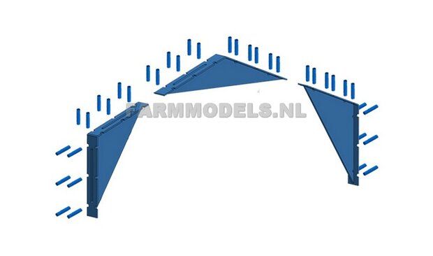 Spant constructie verbinding-stukken 1 spant compleet t.b.v. (bewaar-) loods / stal, bouwkit 1:32  