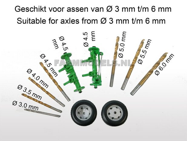 2x Vrachtwagen banden &Oslash; 35.5 mm met kunststof velg 1:32