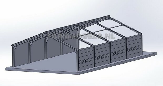 Spant constructie verbinding-stukken 1 spant compleet t.b.v. (bewaar-) loods / stal, bouwkit 1:32  