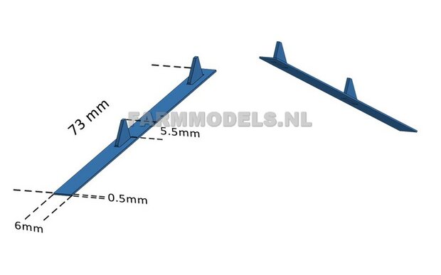 Gording (verdeel) steunen, 2x Tussenstuk t.b.v. (bewaar-) loods / stal, bouwkit 1:32   