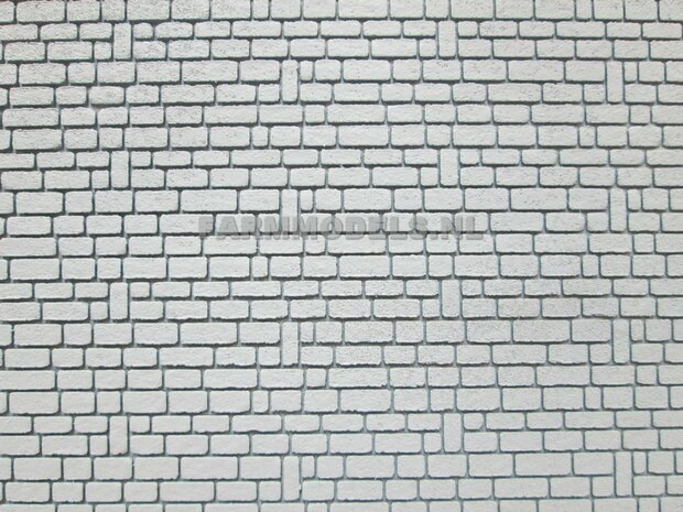 2x FOAM relie&euml;f muurdelen, 370 x 125 x +-6 mm, wit grijs-t.b.v. (bewaar-) loods / stal, 1:32 (170861)           