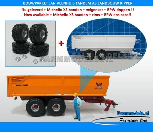 Jan Veenhuis Tandem as Landbouw Kipper JVLK 19000 Bouwpakket 1:32 (HTD)  SUPERSALE             