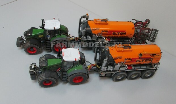 03. 2x Fendt op brede sloffen, met 1x Kaweco 3 asser mest transport tank en 1x Kaweco 3 asser met Evers bouwland bemester