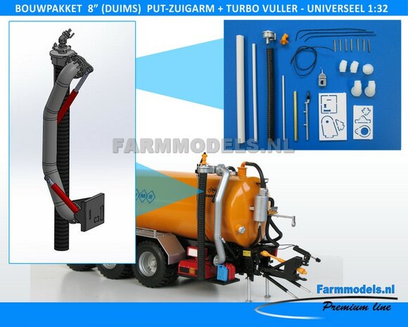 8&quot; (DUIMS) Put Zuigarm + Turbovuller Unit + Hydroliekpomp Bouwkit - Premium Line, beweegbaar, Universeeleel 1:32 (HTD)             