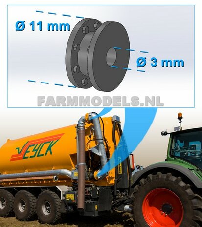 1x Koppelstuk / Flens plaat t.b.v &Oslash; 7 mm buis, Flensplaten &Oslash; 11 mm = Optie (zuigarm) kit, 1:32