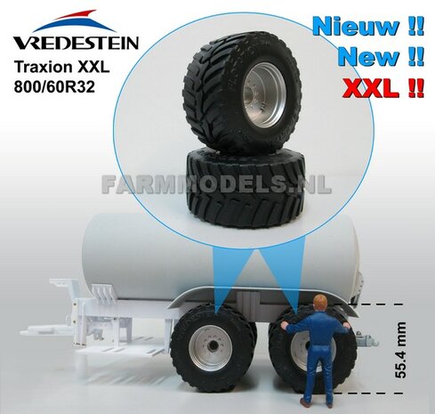 Vredestein Flotation Trac 800/60 R32, &Oslash; 54.5 x 27 mm banden + velgen (op ROS assen 93- 97 mm breed)  SUPERSALE