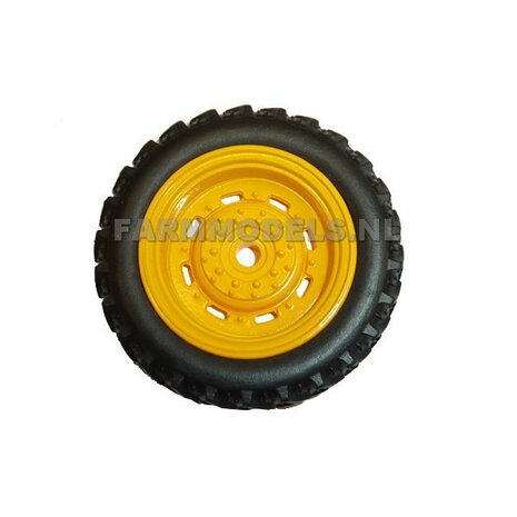 Cultuurwielen John Deere Geel kunststof -Universeel - open velg - vooras &Oslash; 46.5 mm/ achteras &Oslash; 59 mm, 1:32                   