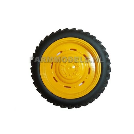 Cultuurwielen John Deere Geel kunststof -Universeel - open velg - vooras &Oslash; 46.5 mm/ achteras &Oslash; 59 mm, 1:32                   