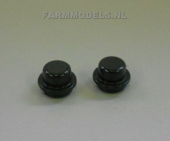 2x Alu. Eindkapjes Zwart gespoten &Oslash; 9 mm (voor Joskin ROS en aluminium velgen) 1:32  SUPERSALE LAST ONES  