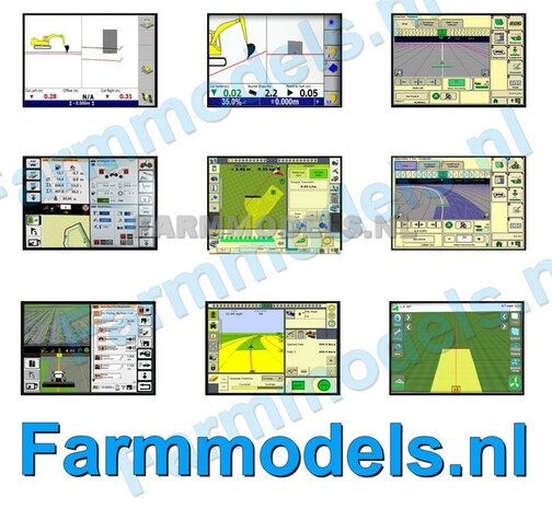 Display met steun, zwart kunststof, t.b.v. GPS / Autopilot / Trimble, nu geleverd met 9x schermafbeeldingen Pr&eacute;-Cut decals 1:32 