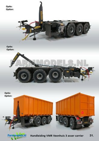 (VMR Veenhuis) 3-asser haakarm Carrier Bouwpakket Basis, asafstand 160, 1:32 (HTD)   