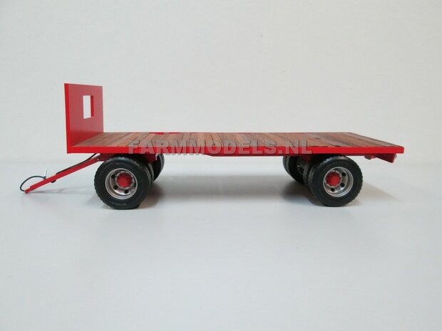 Bouwkit platte wagen 2- asser &quot;Oud&quot; + dubbellucht banden + houten bodemlatten + detail verlichting 1:32 (HTD)