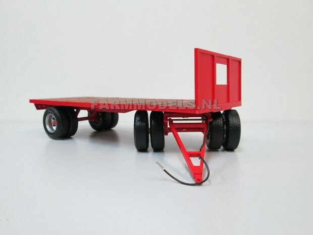 Bouwkit platte wagen 2- asser &quot;Oud&quot; + dubbellucht banden + houten bodemlatten + detail verlichting nu geleverd als stikkerset 1:32 (HTD)