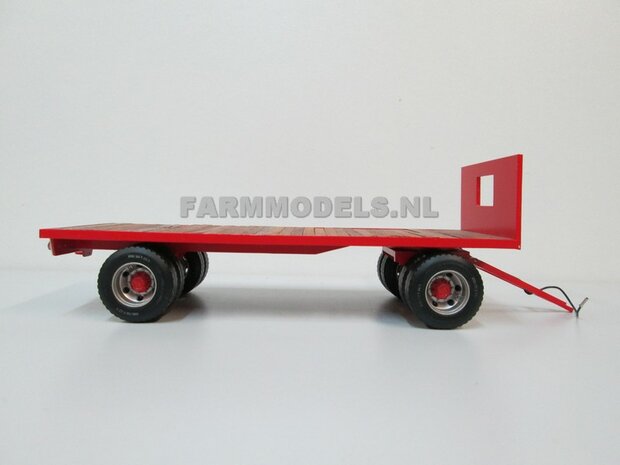 Bouwkit platte wagen 2- asser &quot;Oud&quot; + dubbellucht banden + houten bodemlatten + detail verlichting 1:32 (HTD)