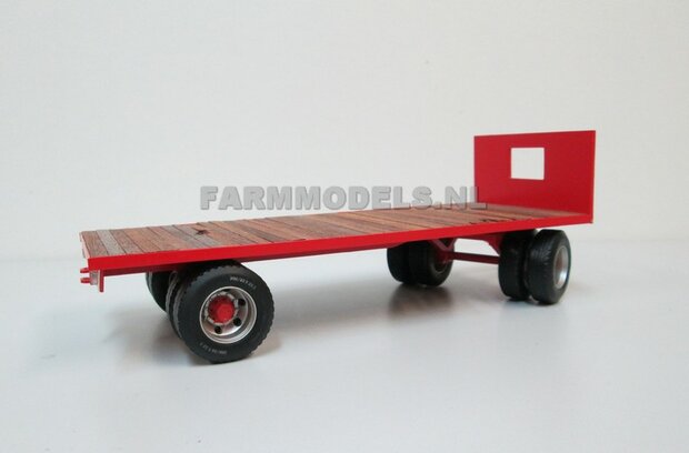 Bouwkit platte wagen 2- asser &quot;Oud&quot; + dubbellucht banden + houten bodemlatten + detail verlichting 1:32 (HTD)