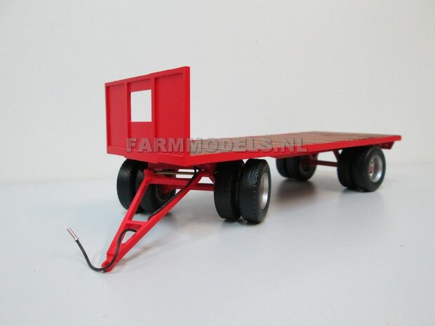 Bouwkit platte wagen 2- asser &quot;Oud&quot; + dubbellucht banden + houten bodemlatten + detail verlichting 1:32 (HTD)