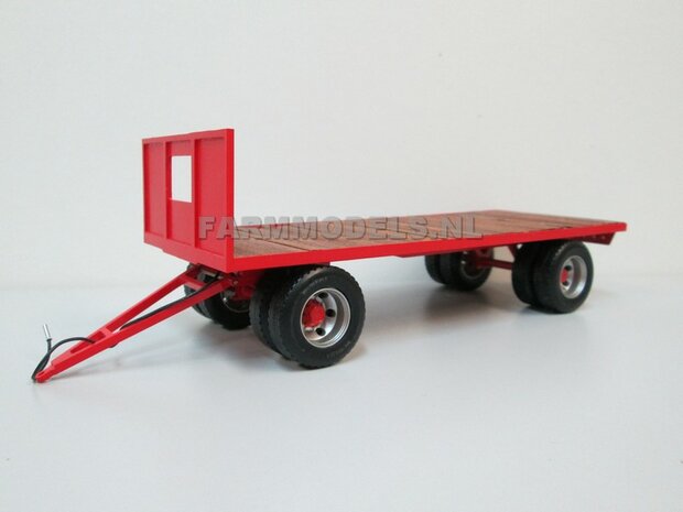 Bouwkit platte wagen 2- asser &quot;Oud&quot; + dubbellucht banden + houten bodemlatten + detail verlichting nu geleverd als stikkerset 1:32 (HTD)