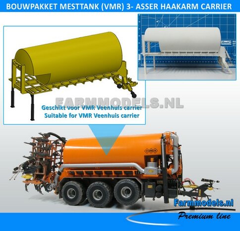 Carrier Mesttank + hefinrichting BOUWPAKKET t.b.v. (VMR Veenhuis) Haakarm carrier, bouwpakket basis 1:32 (HTD)                       