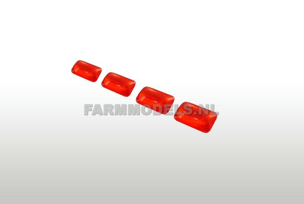 4x Achterlicht Glimmer ROOD 2,5mm x 4 mm rood/diamant 1:32 