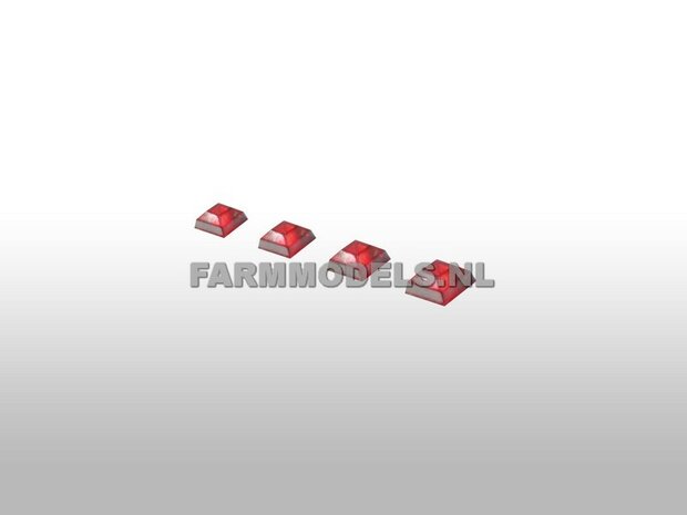 4x Glimmer vierkant 2x2mm rood/diamant 1:32