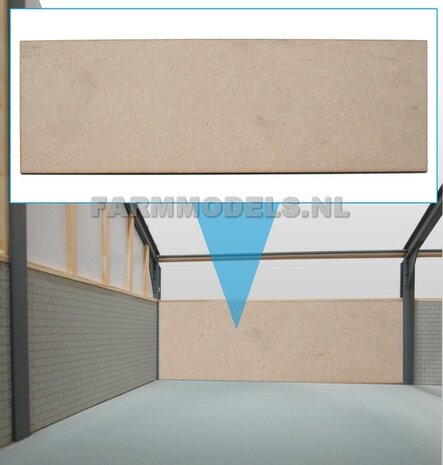 1x muurdeel Blank, 250 x 80 x 3 mm, kaal hout - t.b.v. (bewaar-) loods / stal / kantoor / huis, 1:32                