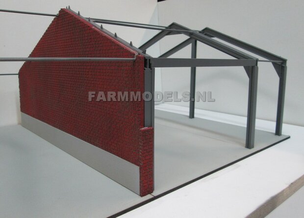 1x muurdeel Beton grijs mat, 250 x 80 x 3 mm, Hout in Betonkleur - t.b.v. (bewaar-) loods / stal / kantoor / huis, 1:32                          
