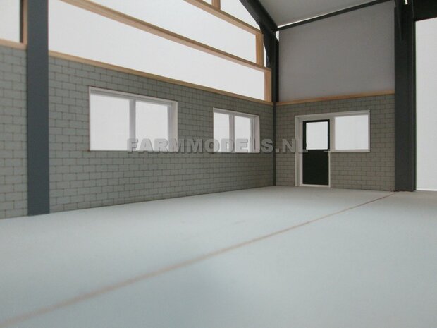 1x muurdeel Beton grijs mat, 250 x 80 x 3 mm, Hout in Betonkleur - t.b.v. (bewaar-) loods / stal / kantoor / huis, 1:32                          